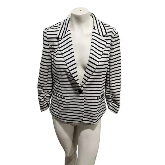 Christian Siriano New York Striped Blazer Womens SZ Med Polished Office Preppy - Picture 1 of 4